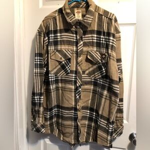 NEW Dickies Men's Tan Plaid Shirt / medium weight